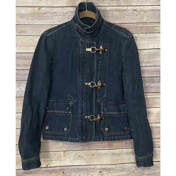 Ralph Lauren Jeans Co Rare Womens Fireman Clasp Denim Jacket Nautical - S Blue - Picture 1 of 5